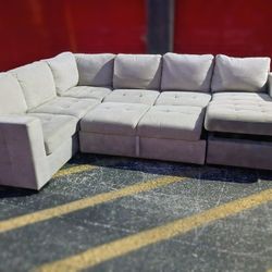 Free Delivery Today! Beautiful 😍 Steam Cleaned Gray Ashley Furniture Sectional Couch With Pullout Bed + Storage Ottoman! No Stains Or Rips.