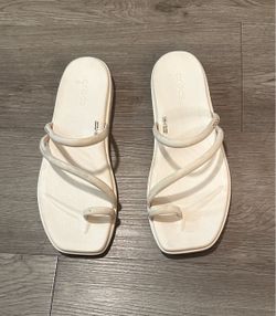 Crocs White Strappy Slide Sandals