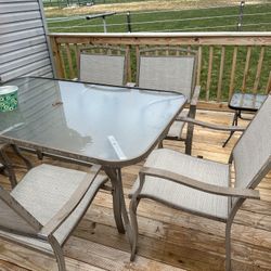 Patio Table, Chairs, 2 Small Tables 