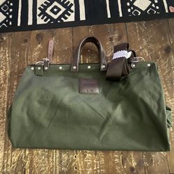 Bespoke Post Line of Trade Green Canvas/Leather Carry-on Weekend Travel Bag New
