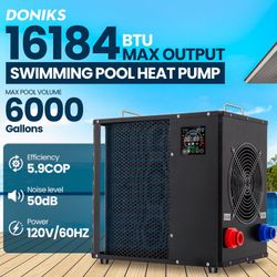 16184 BTU Pool Heater, for 6000 Gallons Above Ground Pools,Swimming Pool Heaters,120V/60Hz with Digital Display Multi-Protection