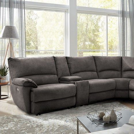 Gray Sectional Sofa With Power Reclining Seats