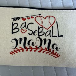 baseball mama makeup Bag