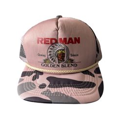 Vintage Red Man Trucker Hat Summer Hat Redman Golden Blend Camo SnapBack Hunting