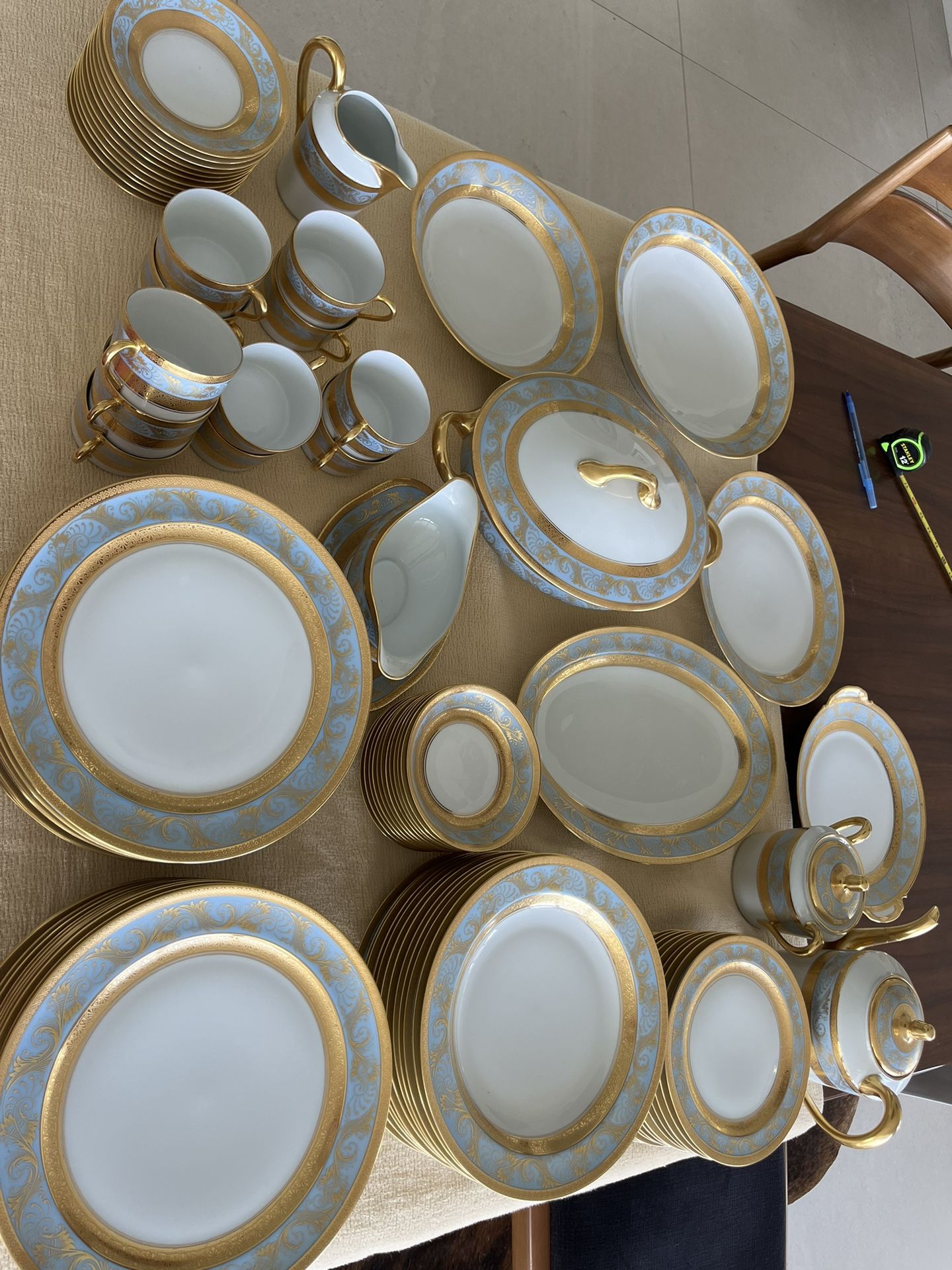 91 Pcs Charles field Haviland Limoges Incrustation Double Dorure Polie A L’Agate