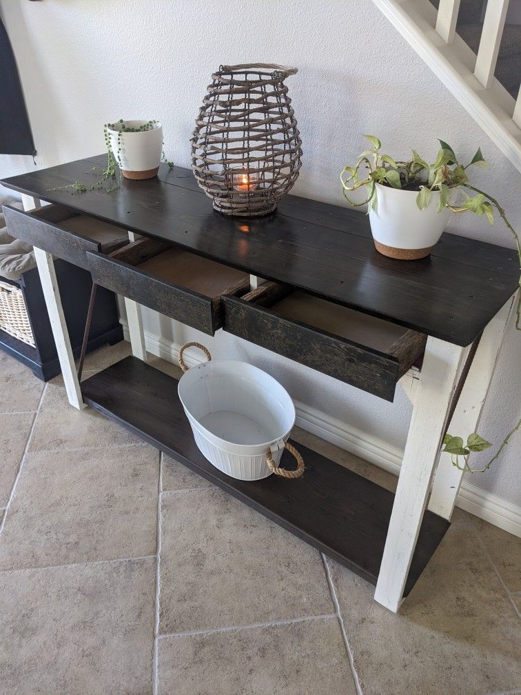Handcrafted Farmhouse Hall table With Drawers