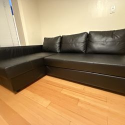 IKEA FRIHETEN Sleeper sectional,3 seat w/storage, Bomstad black