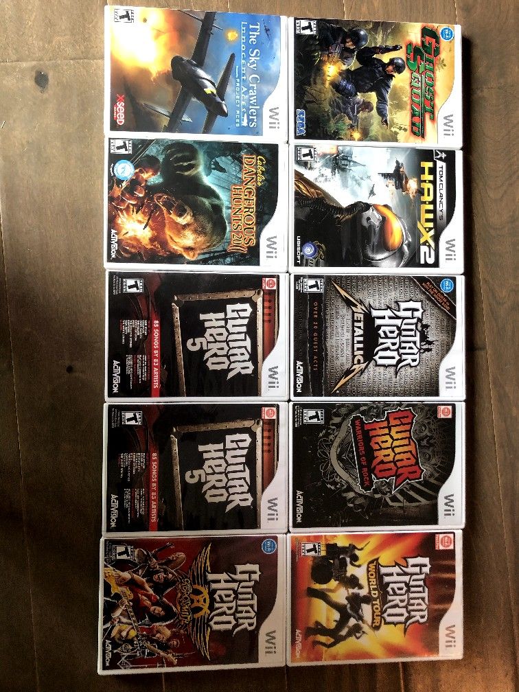 Wii Guitar Hero - 2 Guitars And 6 Games For sale