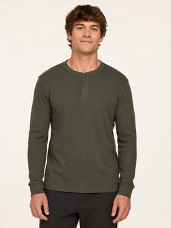 Cozy Earth NWT Bamboo Waffle Knit Henley Olive Green SMALL $130