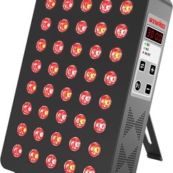 Red Light Therapy Panel 5 Wavement 40 Dual Chip High-Efficiency LEDs 630+660+810+830+850nm Red and Near Infrared Lamp Therapy Device 60W Timer & Stand