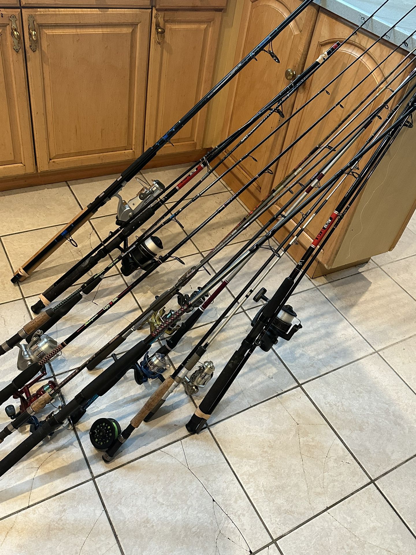 Various Fishing Rods Salt Water And Fresh Water
