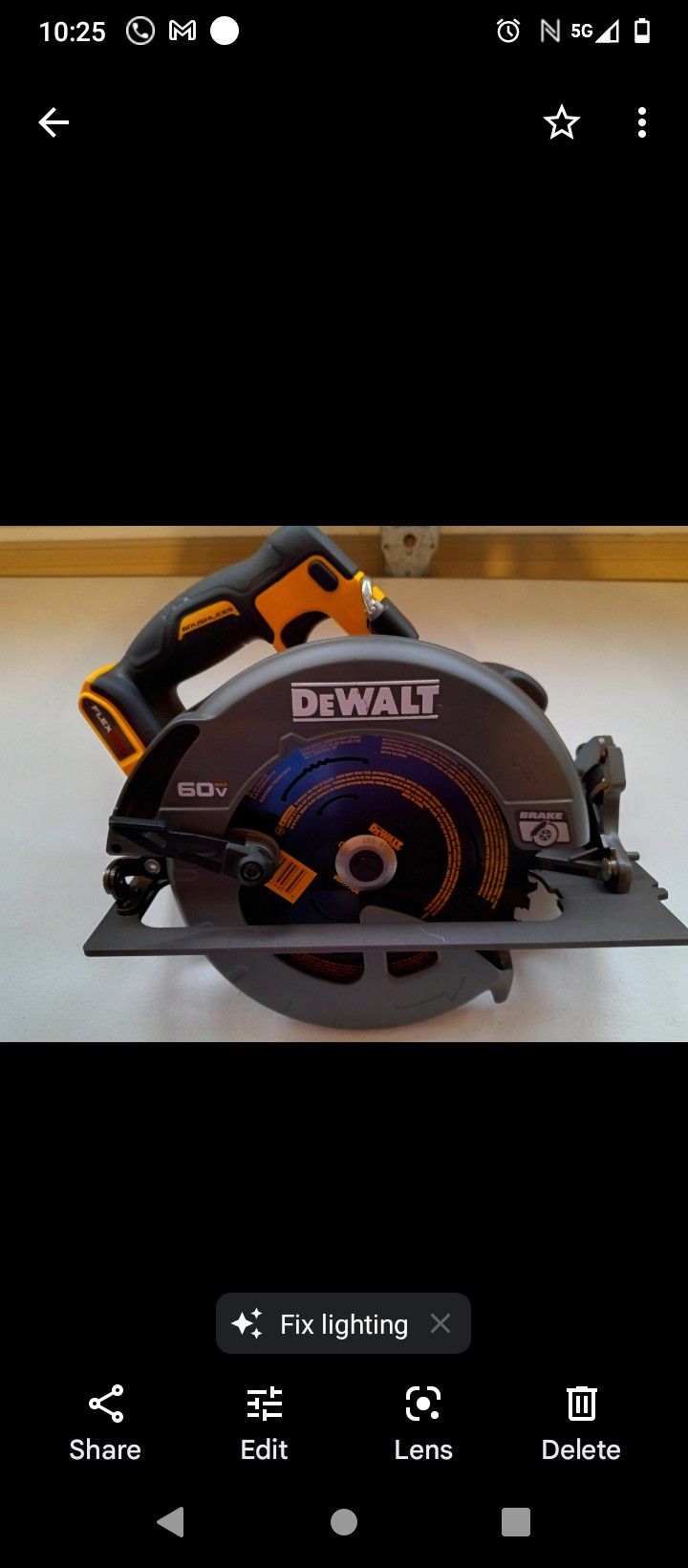 DeWalt Flex Volt 60 V 7 1/4 Circular Saw