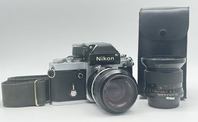 Nikon F Photomic FTn 35mm SLR Film Camera Black w/ 50mm & 28mm Lens Used
