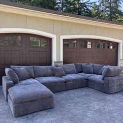 Free Delivery! Sereen 6-piece Fabric Modular Sectional, Dark Gray