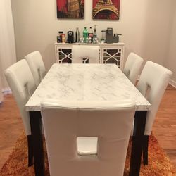 Beautiful White Dining Table Set for six - 6 seater