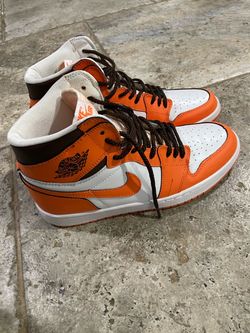 Size 11 Air Jordan 1 High Orange White Brown Sneakers