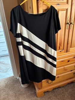 Black and White Diagonal Stripe Shift Dress