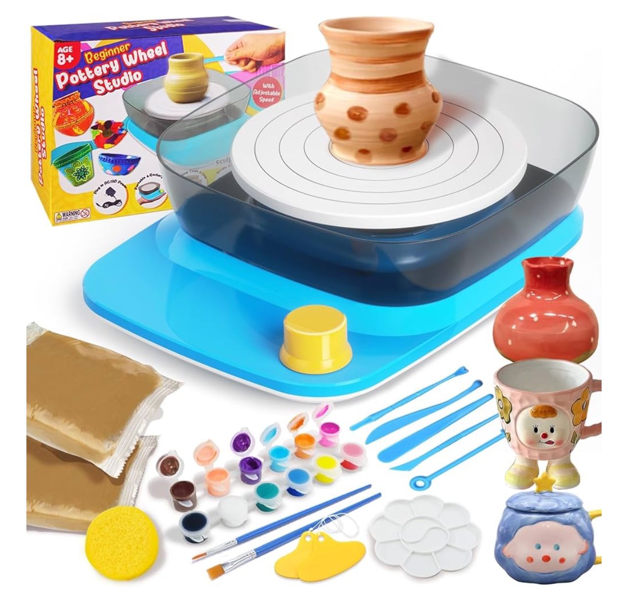 Mini Pottery Wheel for Kids - Complete Pottery Kit for Beginners