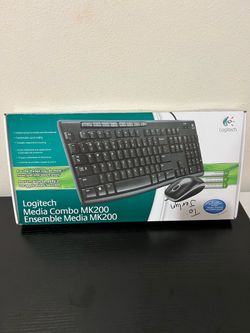 SEALED NEW Logitech Media Combo MK200 Wired USB Keyboard & Mouse Bundle Black
