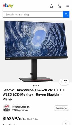 Two Lenovo Think Vision Monitors 24 inches