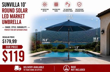 SunVilla 10’  round solar led market umbrella