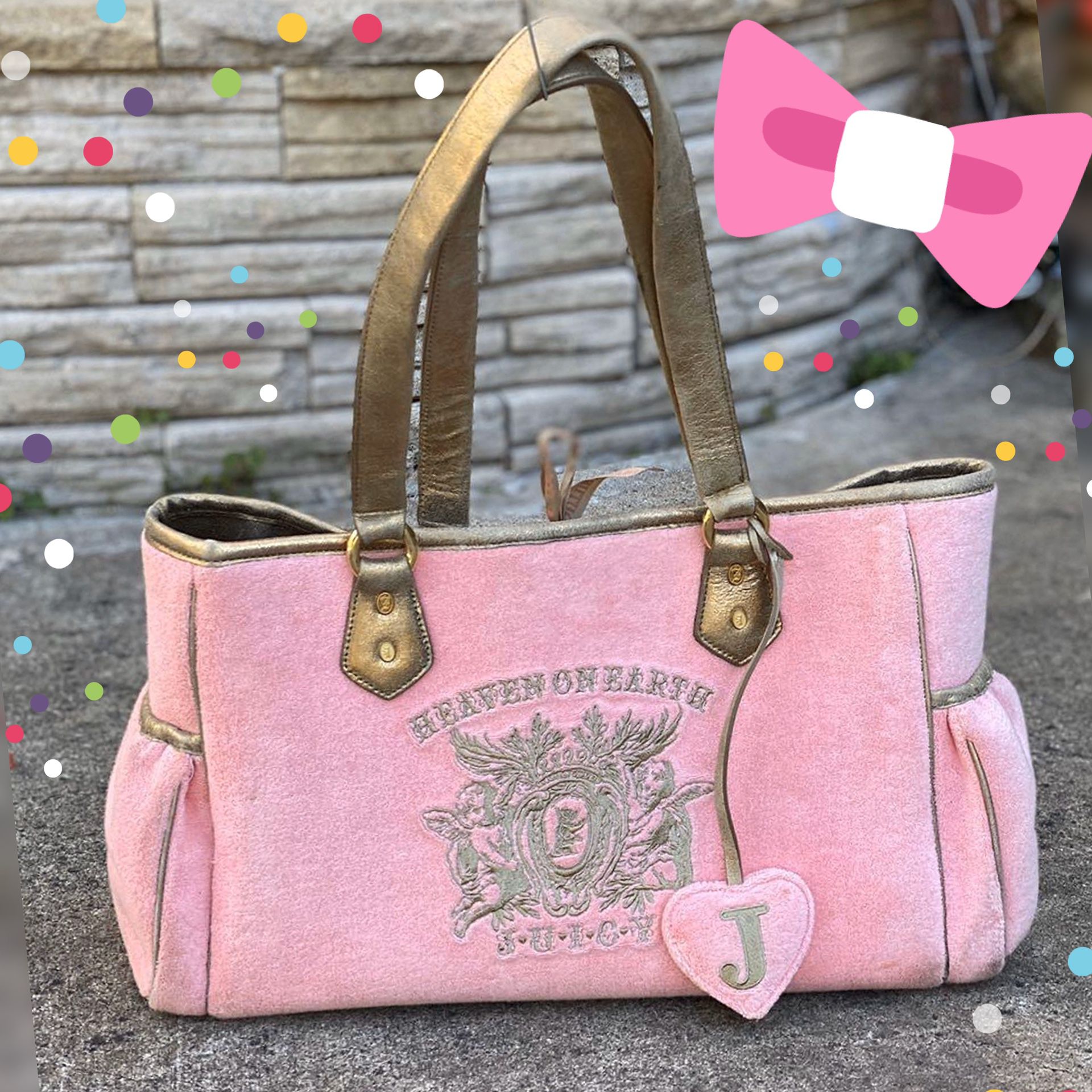 🎀 “Heaven on Earth” Authentic Juicy Couture Baby Precious Pink *Rare to find* Velour Diaper Bag