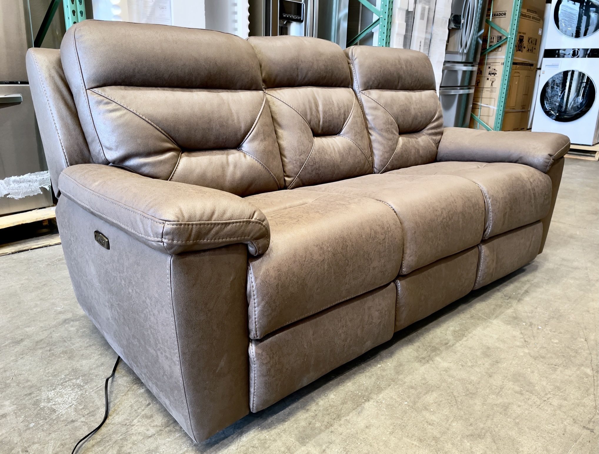 Lawton Fabric Power Reclining Sofa with Power Headrests