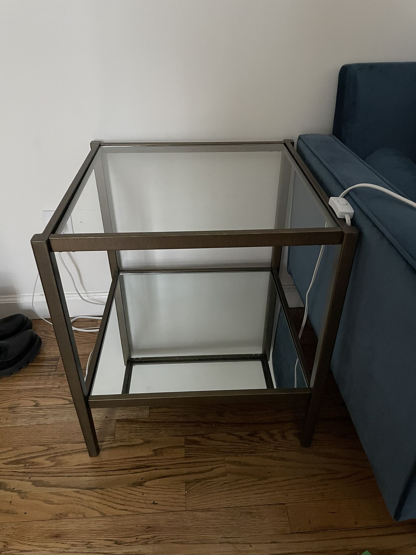 Glass Top Metal Frame End Table