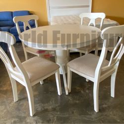 $0 Down! Round Dining Set White 