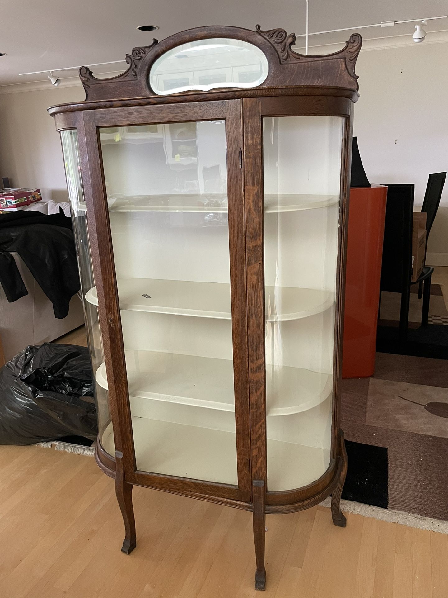 Antique Tiger Oak China Cabinet