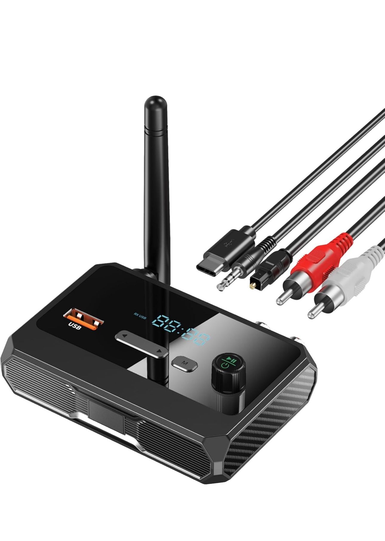 Bluetooth 5.3 Receiver for Home Stereo, RCA Bluetooth Adapter, Low Latency & HD Music Audio,