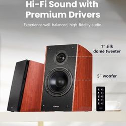 Edifier R2000DB Powered Bluetooth Bookshelf Speakers - Near-Field Studio Monitors 120W RMS Sound Monitor with Optical Input 5" Large Woofer - Wood