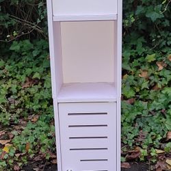 Small, Slender, White Storage Cabinet