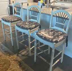 Set Of Three Solid Wood Stools