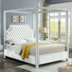Rowan Velvet White King Bed (3 Boxes)

