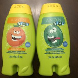 Avon Kifs 2 Body Wash And Bubble Bath -outgoing Orange And Wacky Watermelon 