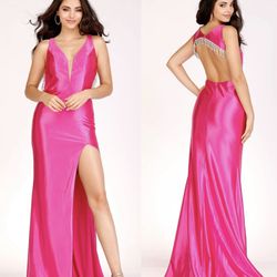 New With Tags Pink Satin Long Formal Dress & Prom Dress $125