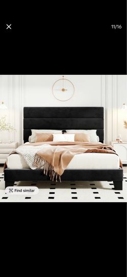 Twin Sized Bed Frame Black Suede