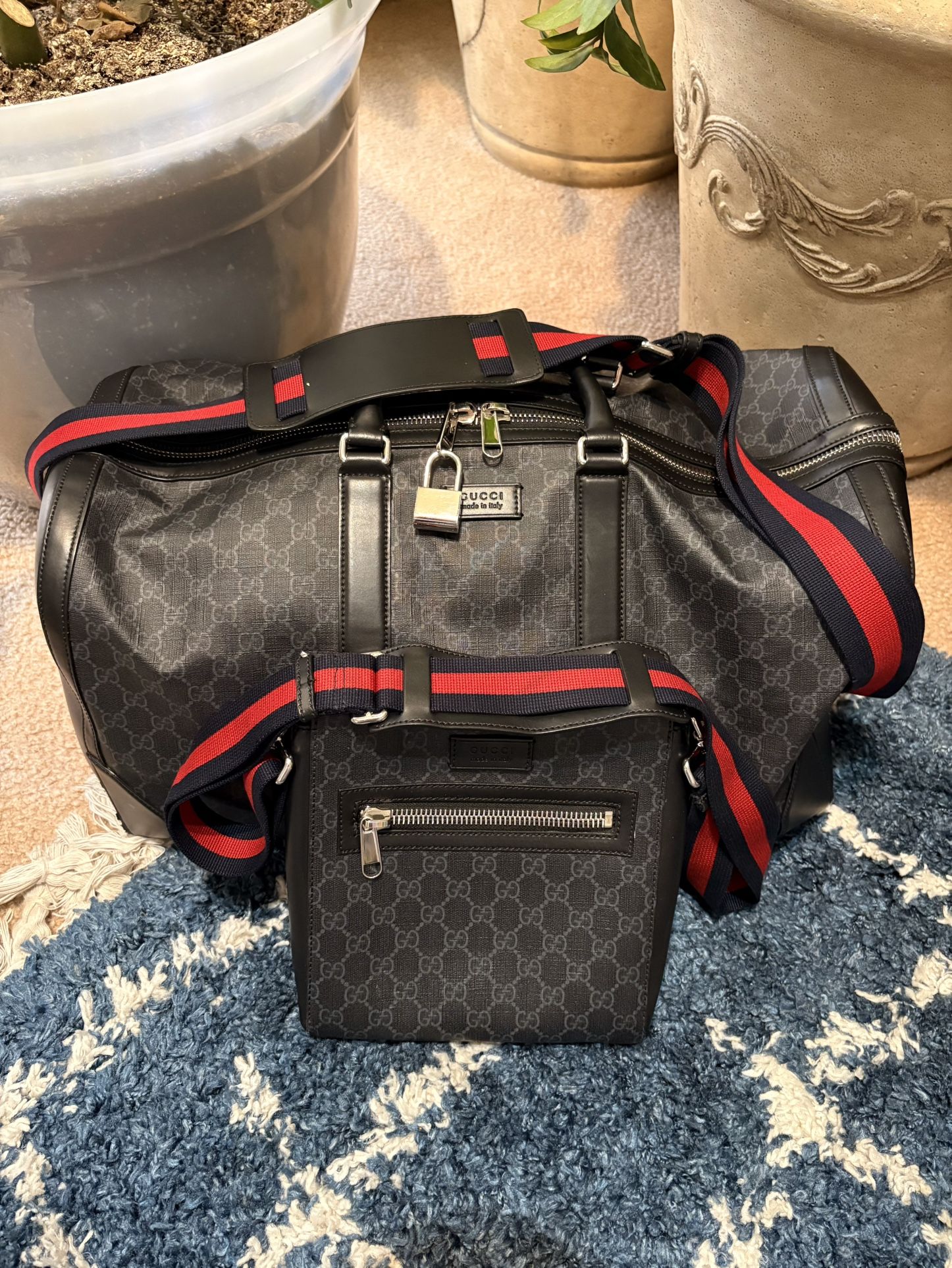 Authentic Gucci Travel Bag + Crossbody Set 