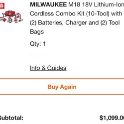 Miwaulkee 10piece Tool Set