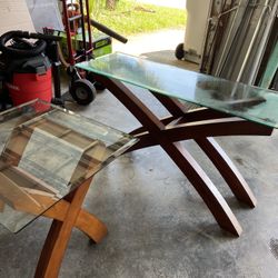 Set of 3 Glass Tables (coffee, side, accent/entry way)