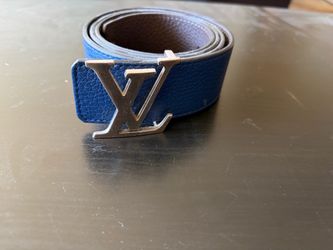 Louis Vuitton LV Initiales Belt Blue Leather and Brown reversible