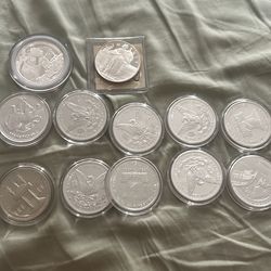 Silver 1 ounce coins, some collectible