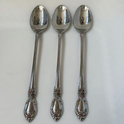 3pc Oneida Plantation Betty Crocker Iced Tea Spoons 7 1/2” Stainless Community