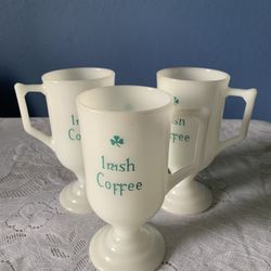Irish Coffee Milk Glass Mugs 