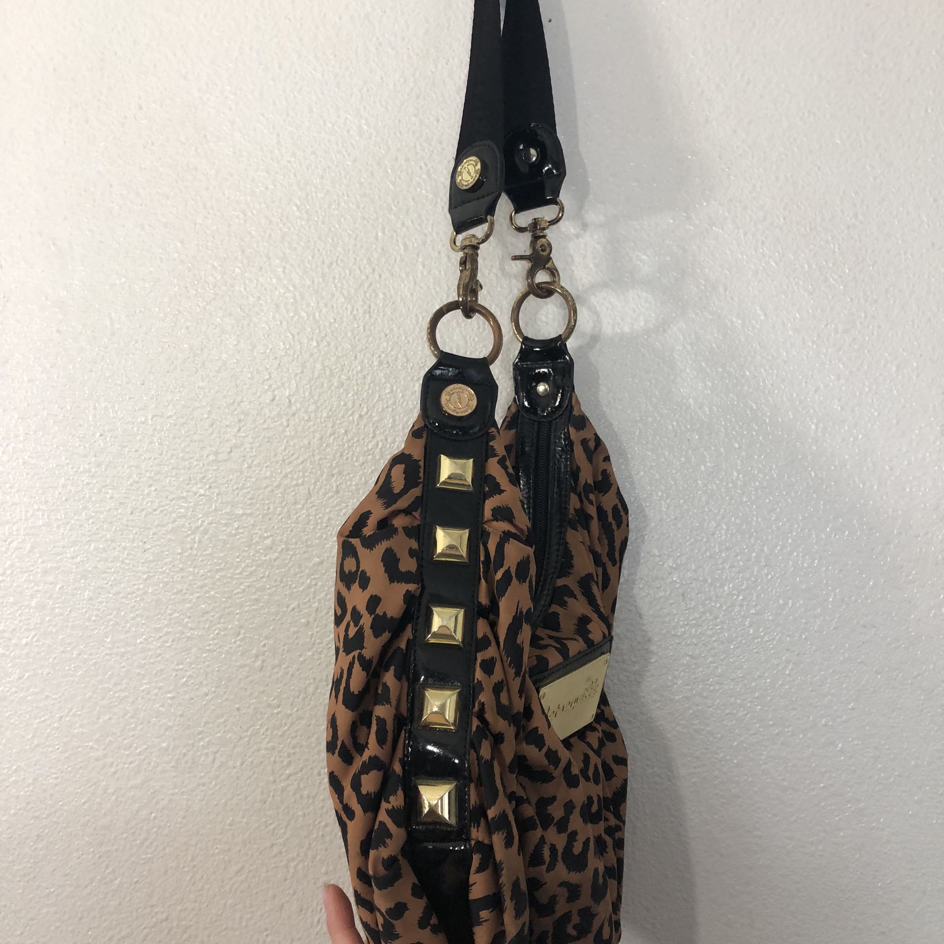 Betsey Johnson Metallic Cheetah Leopard Hobo Bag Purse Betseyville