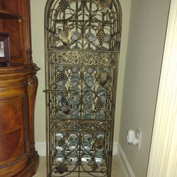 45 Bottle Wine Rack, Made From Metal, Bronze Color, 48 Inches Tall, 16 Inches Wide, 14 Inches Deep 