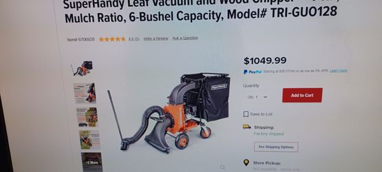 New SuperHandy Leaf Vacuum and Wood Chipper — 7 HP, 209cc, 10:1 Mulch Ratio, 6-Bushel Capacity