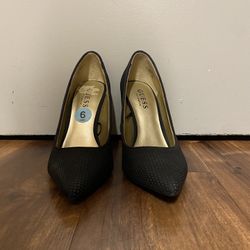 Brand New Woman’s Guess brand Black Leather High Heel Shoes Up For Sale