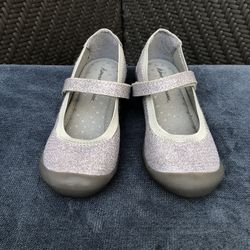 Hanna Andersson Toddler Girls Silver Glitter Sparkle Mary Janes Shoes Size 10